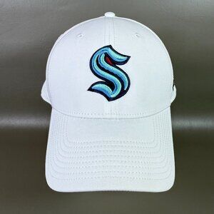 Seattle Kraken Hat Fanatics A-Flex L/XL White Stretch NHL Hockey Baseball Cap